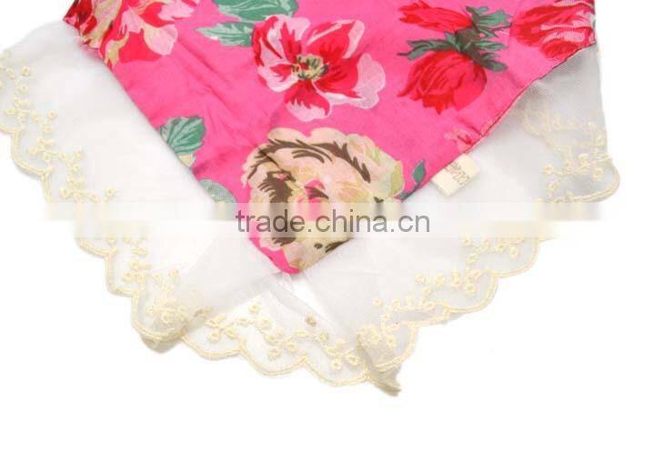 Autumn Winter Newest Beautiful Flower Printed Kids Girls Lace Scarf