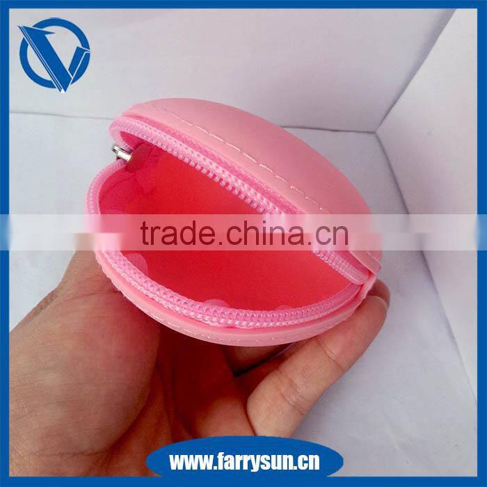 12 years factory direct Round cartoon purse/ zippper wallets/silicone pink wallet