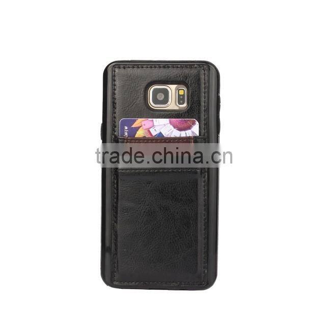 Crazy Horse pattern with card slots leather phone case and TPU 2 in 1 for Samsung note 5