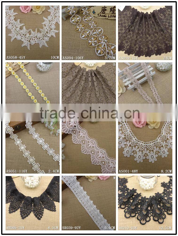 Water Soluble lace1.8" Flower Blue Pink Nylon Embroidery Kitted Slim Side Underwear Laces Fabric