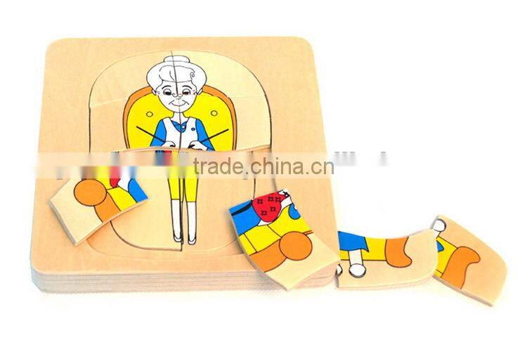 New Style Grandma & Grandpa 5 Layer Puzzle OEM Educational Wooden Kids Toys Puzzles MDD-1102