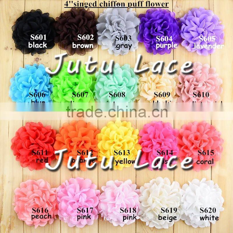 Francy Baby Kids Hair Accessories 30Colors Mini 6cm Craft Chiffon Fabric Flower with Leaf -handmade artificial decorative flower