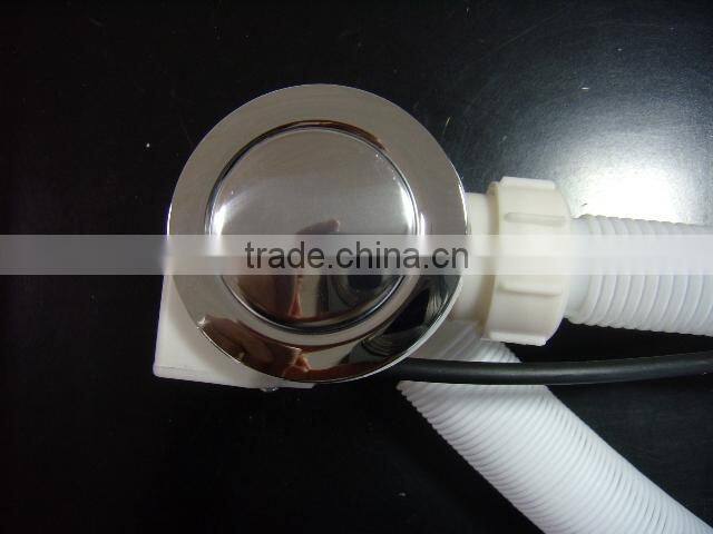 solid brass head overflow drain for baths with flexible plastic tube