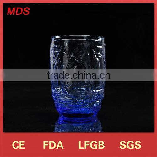 Wholesale painted cobalt blue tumbler glass with carved pattern
