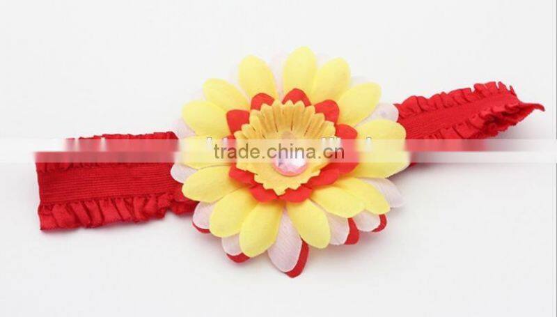 Top elastic sunflower headband for baby,wholesale nylon headbands