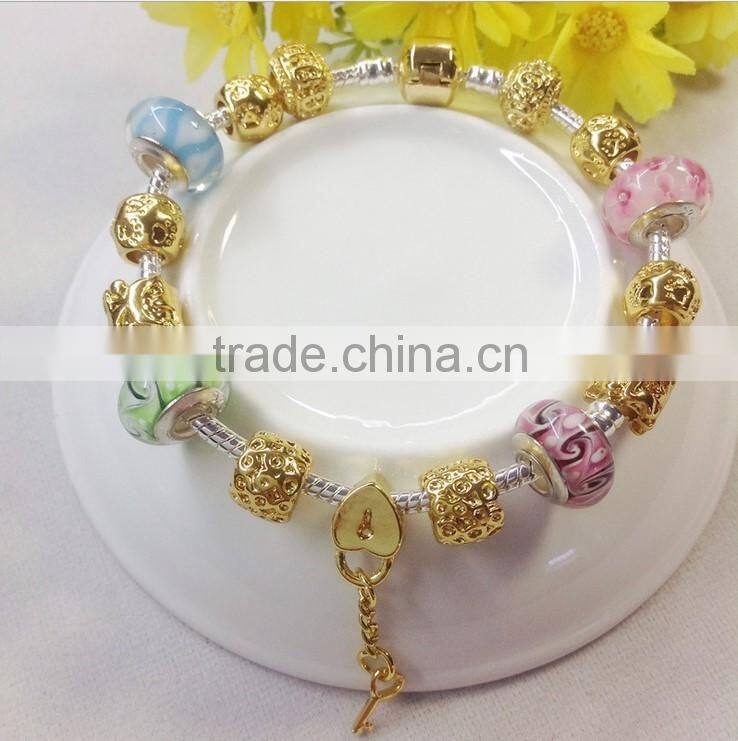 New Stock Fashion Jewelry Alloy Material Glass Beads DIY Charm Christmas Bracelet