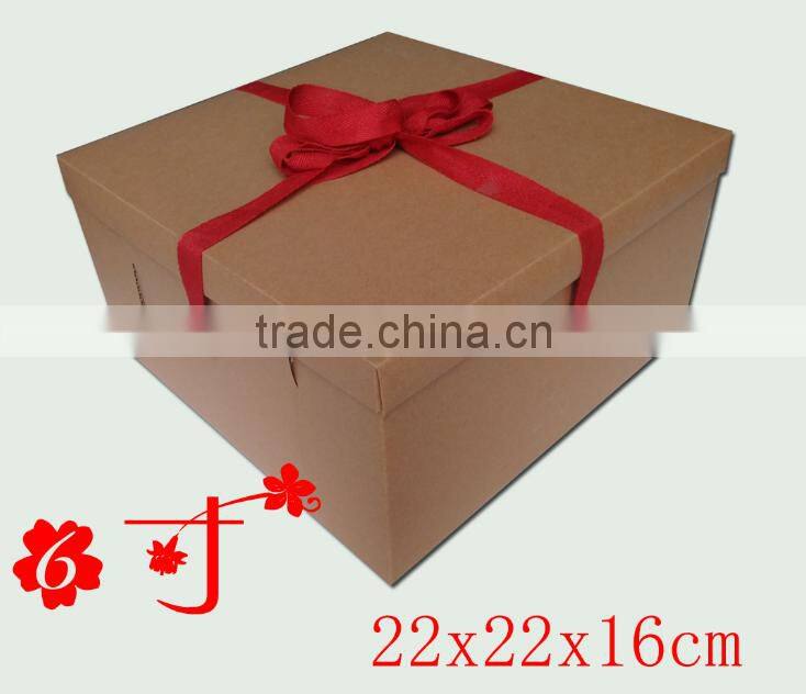 6/8/10 inch kraft paper packaging cake box,paper cake box with handle