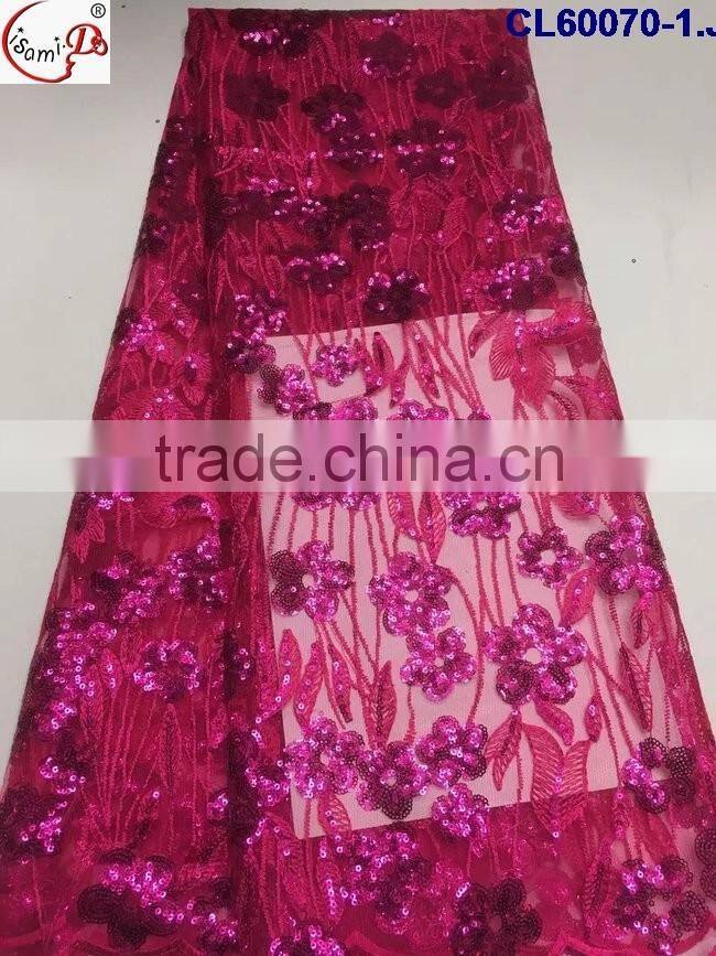 CL60070 Top grade quality fashionable net emboridery lace with sequins,french lace fabric dress fabric