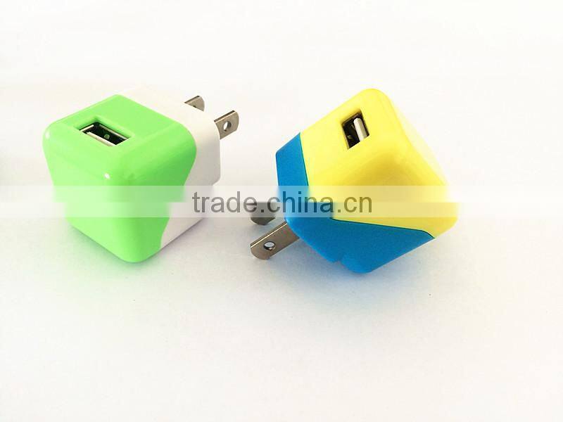 Customized colors US folding plug OEM wall charger 5V 1A wireless travel charger adapter for iPhone /Samsung