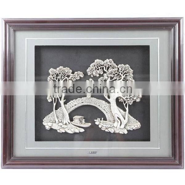 Silver Haze/Silver painted bridges Figure/Featured home silver carved paintings