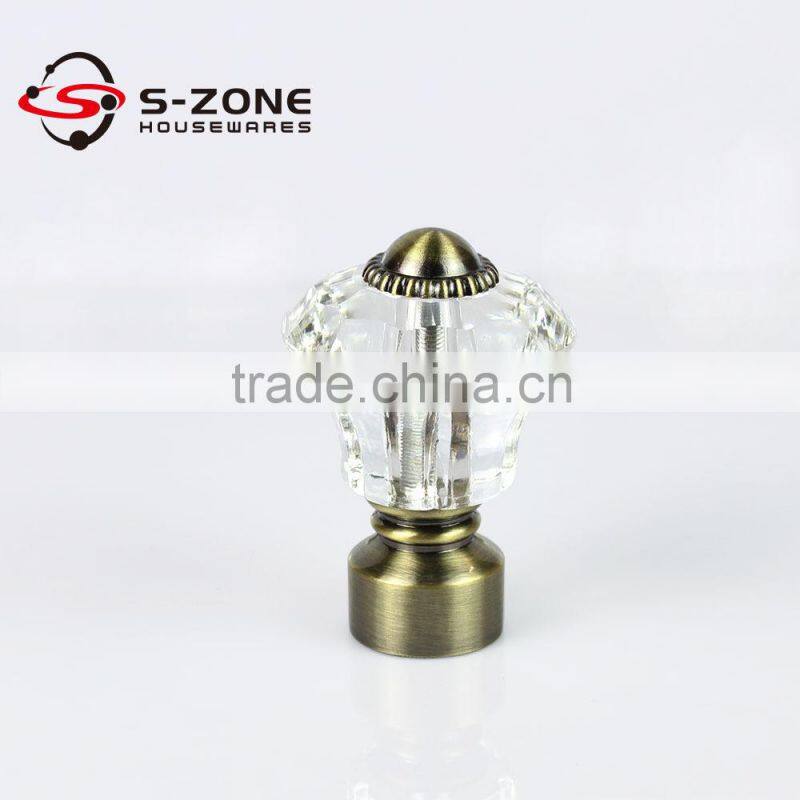 Trade assurance metal curtain rod pole colored glass finials