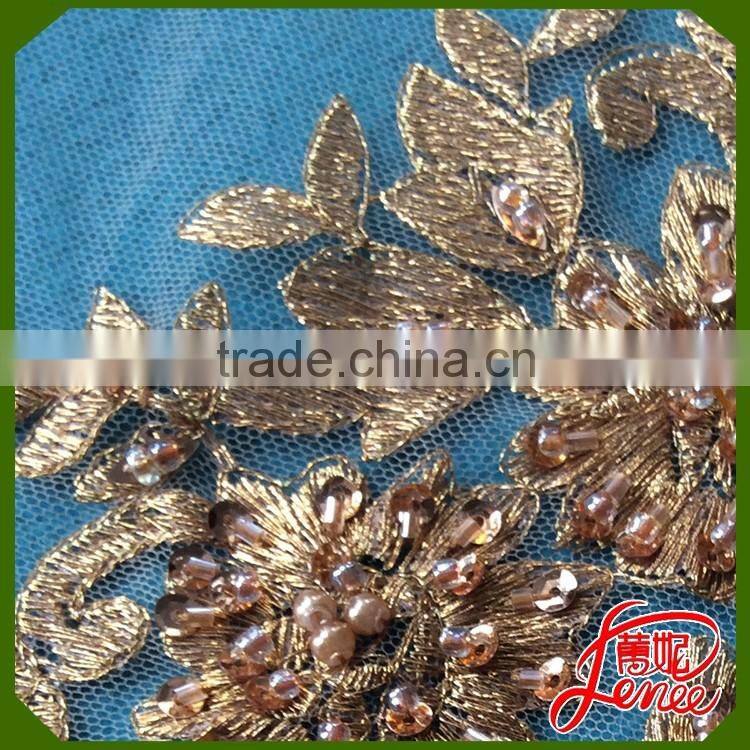 HOT SALE COLORED EMBROIDERY DESIGN WITH ACC FOR GIRL PARTY DRESS