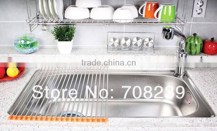 Foldable Stainless Steel Dish Drainer Drying Rack for Kitchen