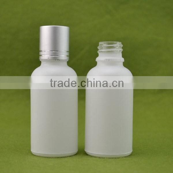 chinese manufacturer 50ml matte white glass bottle with dropper for cosmetic essential oil packaging