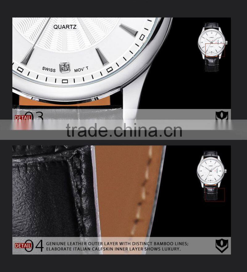 WEIDE Genuine Leather Waterproof Swis s Quartz Mens Luxury Watch