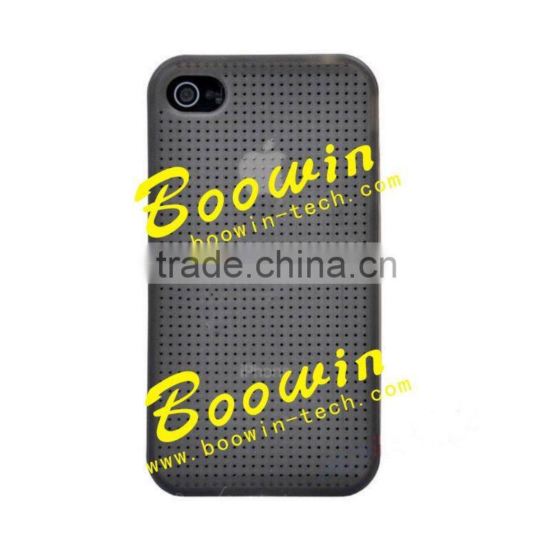 Grey mesh Soft TPU Gel Crystal Jelly Case Cover for apple iphone 4s