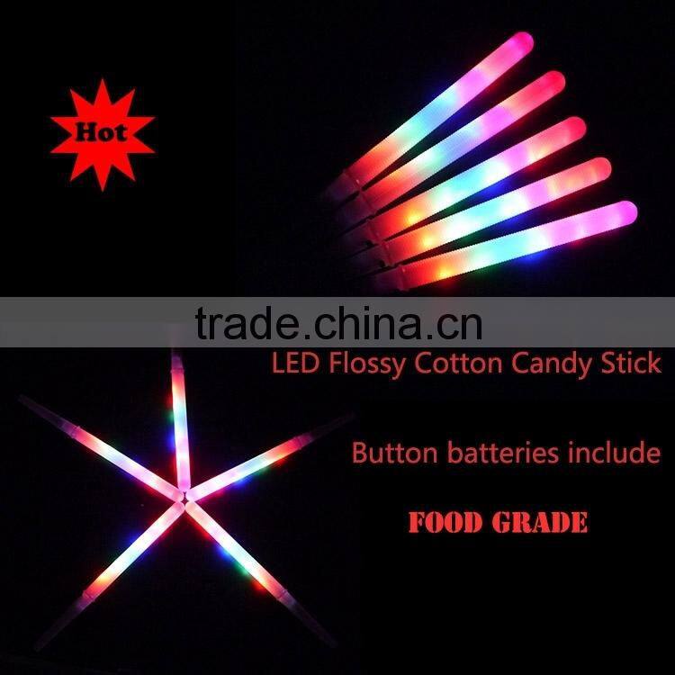 Wisdom Victory 2016 Top quality Customized Kid Favor Colorful Led Cotton Candy SticK Party decorations Led Flashing Cotton Candy
