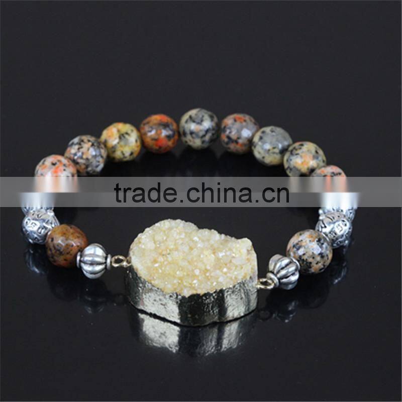 kjl-cst7 wholesale New design charm gold microscope beads men bracelet natural 8mm regalite stone beads women bracelet