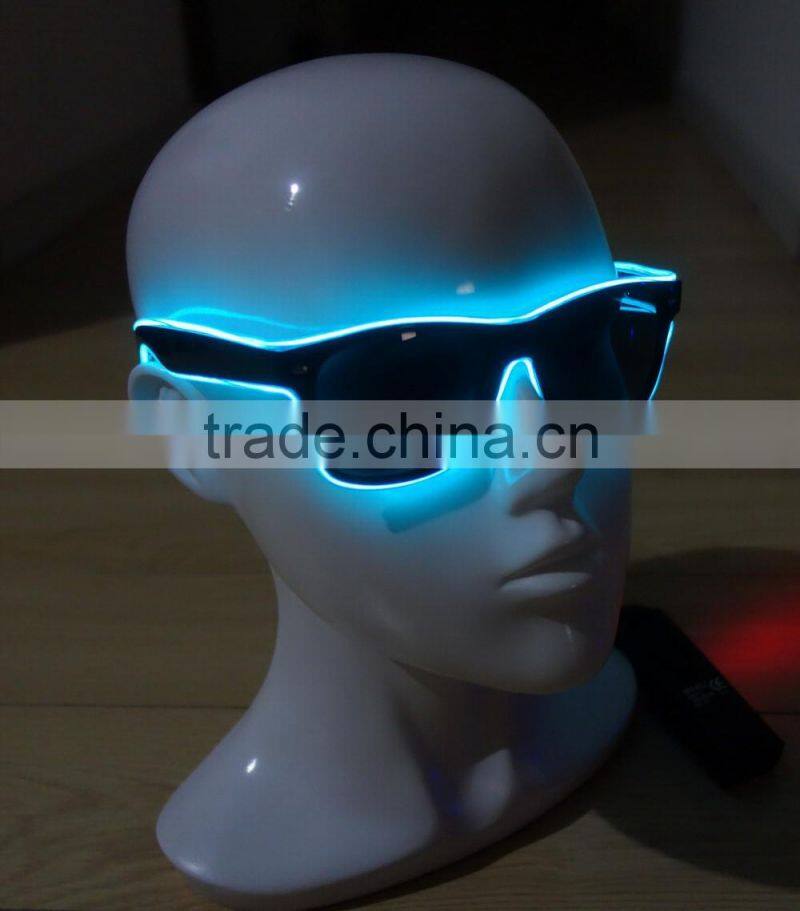 Specialize in High luminance Blue-green EL wire sunglasses / Blue-green EL sunglasses / Blue-green EL glasses