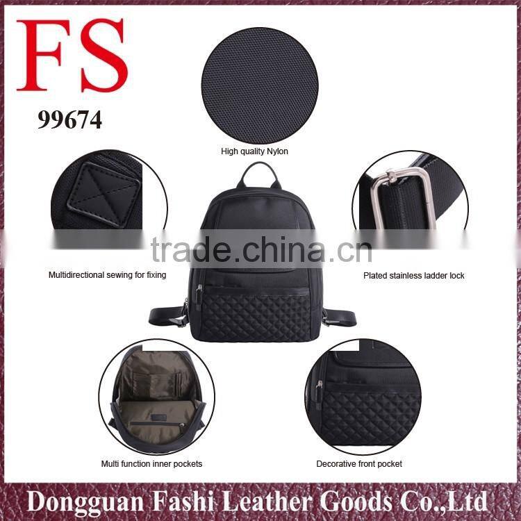 2016 Wholesale simple fashion design black luggage bags nylon adjustable men's backpack