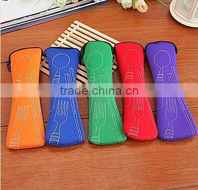 Chopsticks and spoon neoprene storage bag Travel tableware storage bag