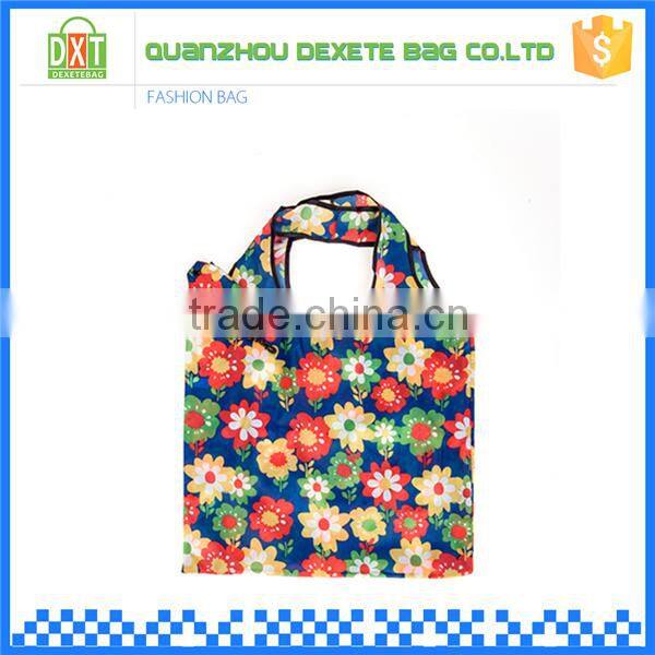 2016 Cheap designers printed polyester tote shopping bag fold reusable