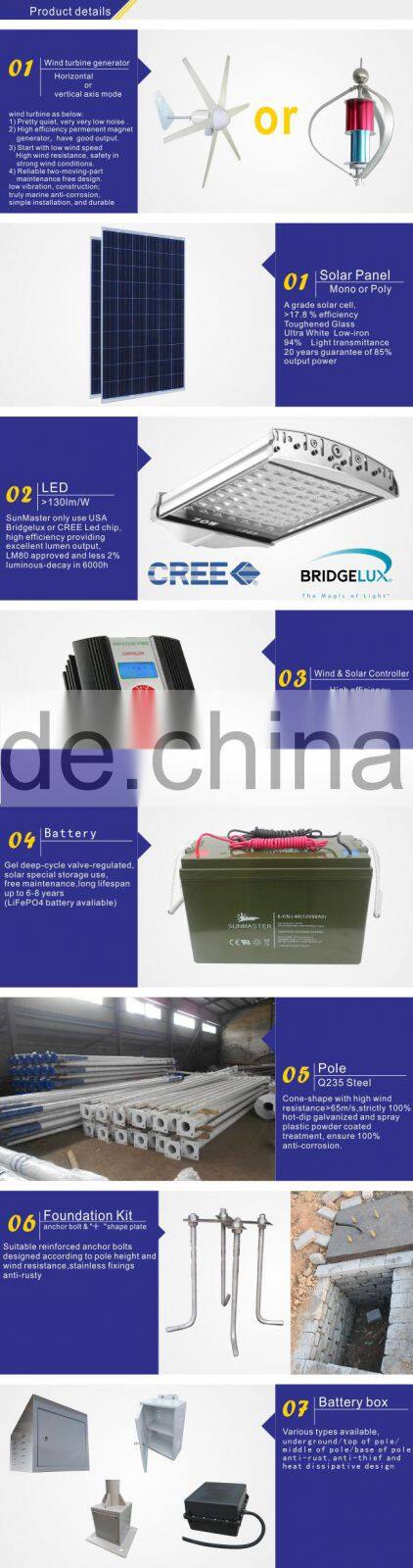 12V/24V Intelligent solar street light with pole