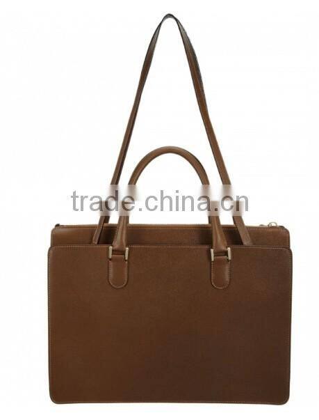 Men genuine leather zipper laptop black messenger bag