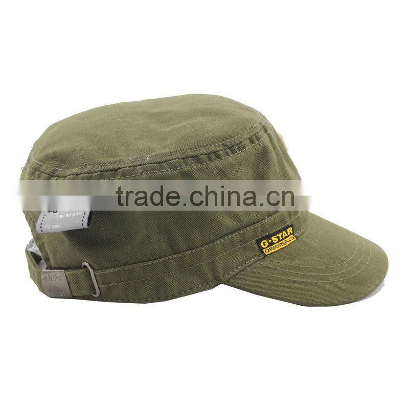 Whole sale flat top military cap with badges