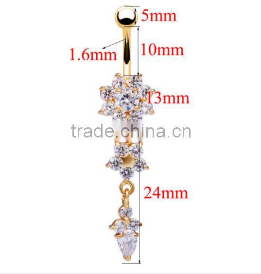 Women Hot Sex Nickel Free Zircon Belly Button Ring