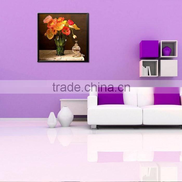 Modern Small White Frame Picture Purple Flower Oil Painting