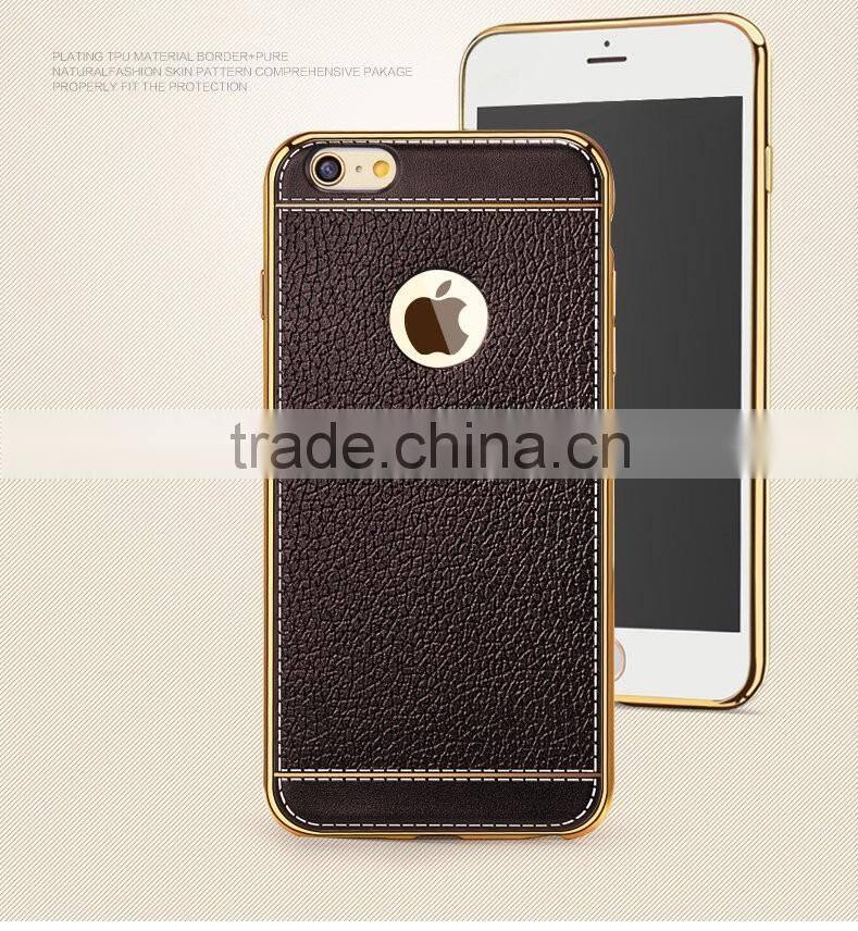 Litchi Grain Luxury Plating TPU Cover Case for iPhone 7 7 Plus Soft Silicone Plating Bumper Case for iPhone 7 7 Plus