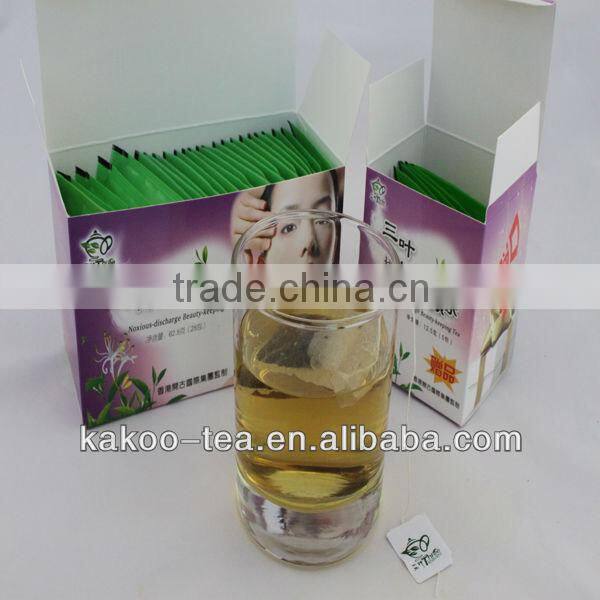 Three Leaves Noxious Discharge Skin Beauty Detox Tea Natural Yerba Mate Beauty Detox Tea, Wholesale Detox Slim Tea