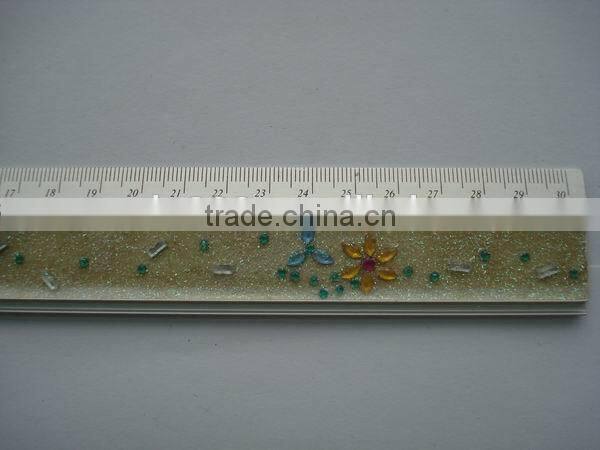 novelty 30cm metal aluminum straight ruler with crystal