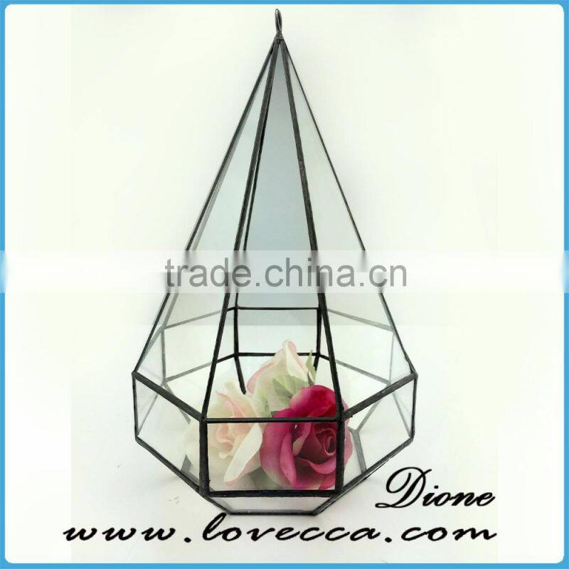 Hot selling wholesale indoor plant rose gold glass terrarium geometric