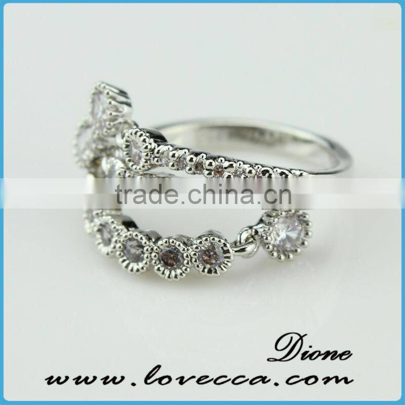 zircon Crystal Love heart Ring 5.5/6/7/8/9 Size