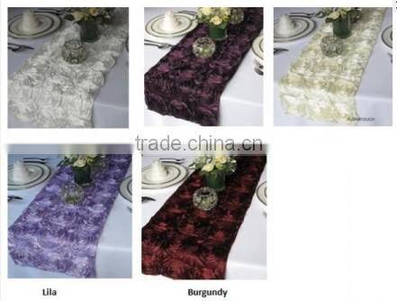 3D Satin Rosette Table Runner Ribbon Embroidery Table Runners