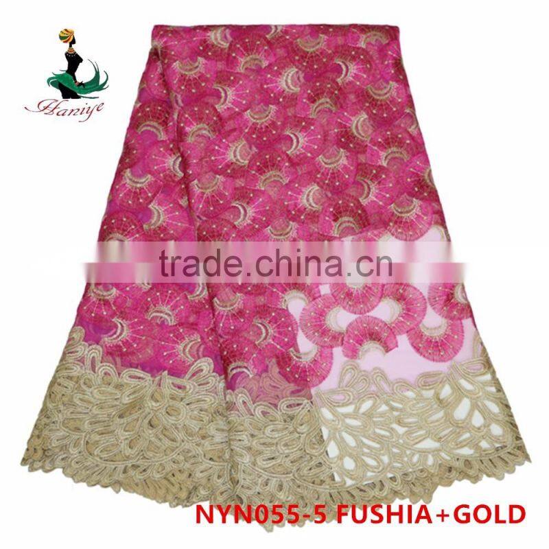 Haniye 2016 wholesale african tulle lace fabrics/net lace fabrics for party/NYN55