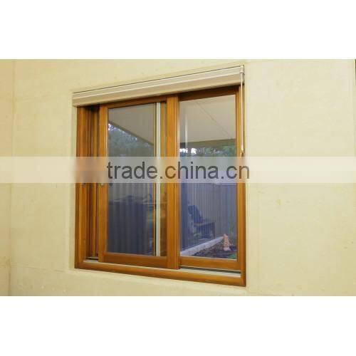 wood color Aluminium sliding glass window