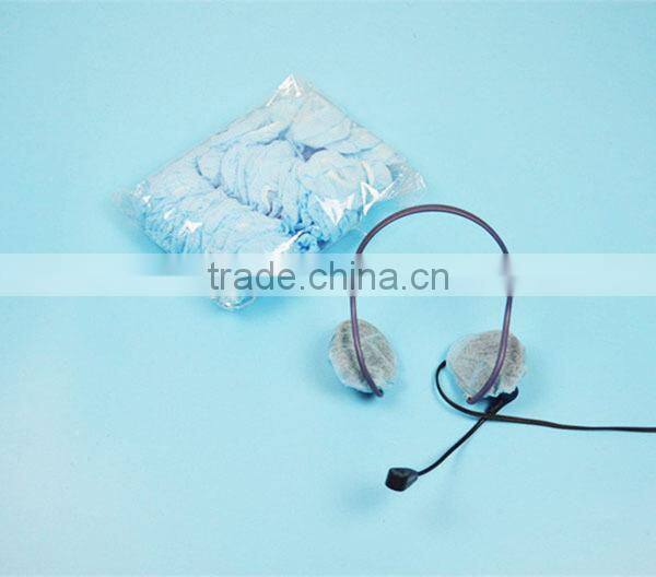 colorful Non woven earphone cover with elastic /disposable headset earphone covers