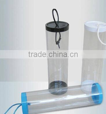 Customizable Hot sale PVC Clear Cylinder Tube With colorful lids and hand stripe