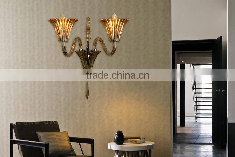 Amber glass pipe wall lamp