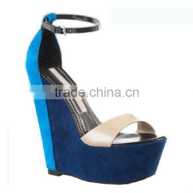 Pretty Steps 2012 Guangzhou wholesale high quality green open toe women wedge sandals