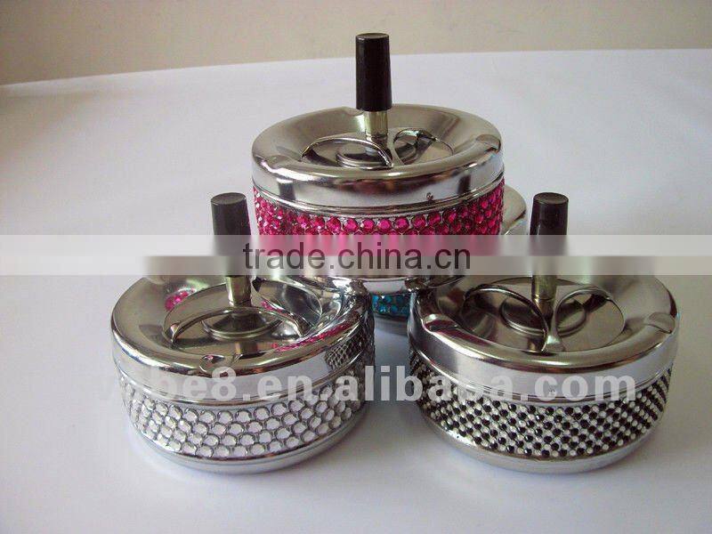 metal ashtray with crystal
