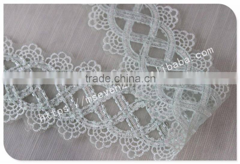 Nice design embroidery handmade beaded trim for wedding dress wholesale