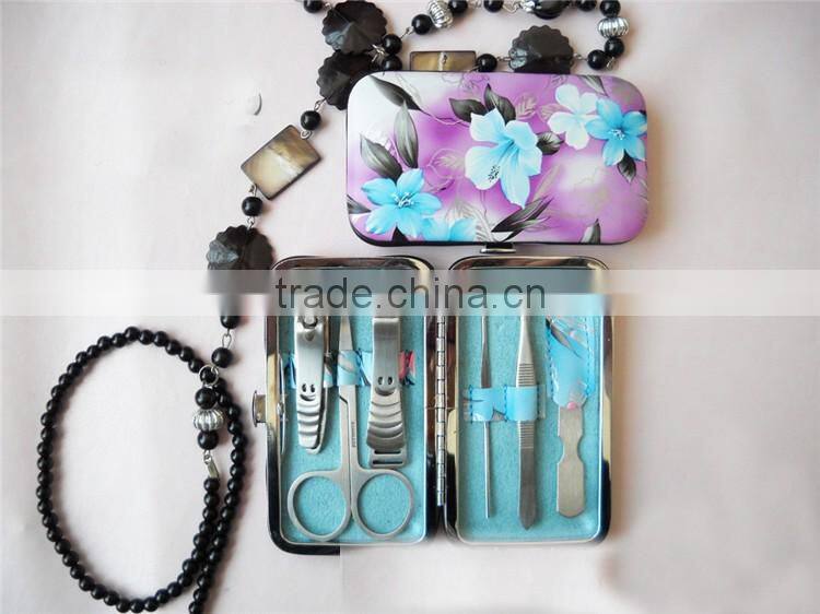 Bonvatt High Quality 7pcs Stainless Steel Manicure Pedicure Set With PU Case manicure box