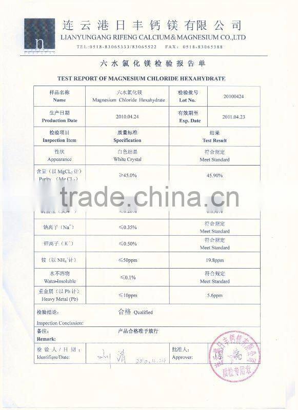 tech grade mgcl2 crystal