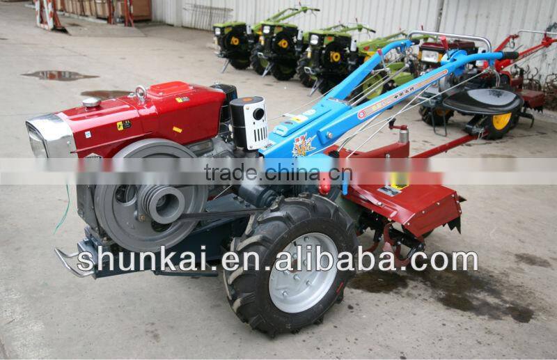 15hp Agricultural Diesel Engine Walking Tractor With Rotary Tiller