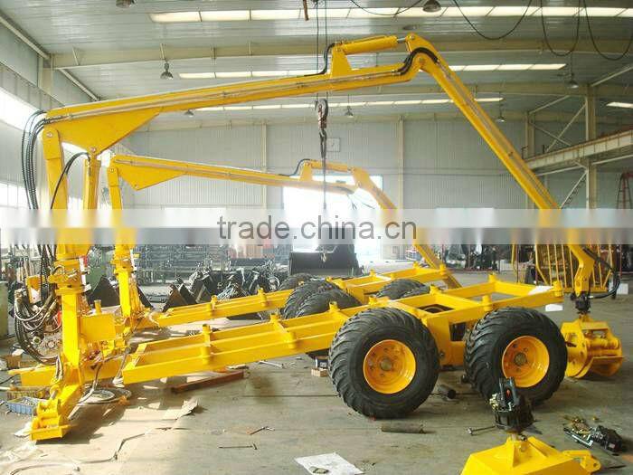 timber wood trailer with Crane