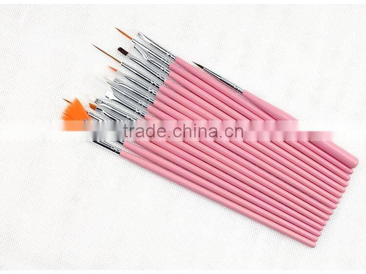 Wholesale 15pcs per set wood handle nail round oil artist paint brush pen set for art painting